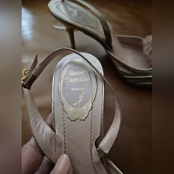 Rene Caovilla Gold Rhinestone Embellished Women's Heels 37 Used - Picture 5 of 11